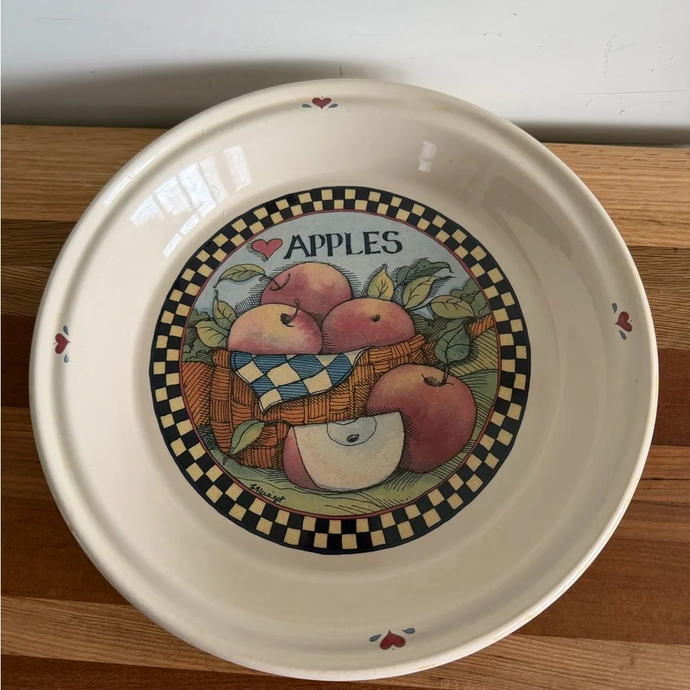Susan Winget Certified International Pie Dish Plate Apples